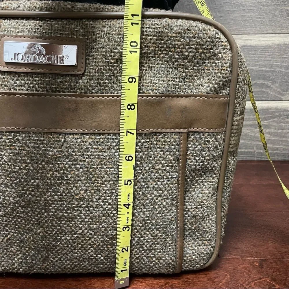 Vintage Jordache Tweed Beige Tan Weekend Carry On Overnight Bag
